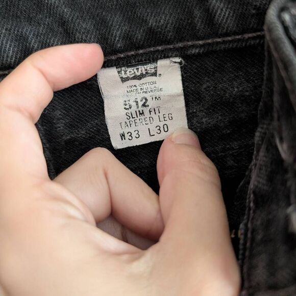 Levi's 512 Slim Tapered Leg Jeans Black 33x30 - Picture 6 of 6